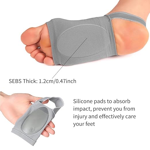 Arch Support Sleeves with Silicone Cushion Pad | Compression Foot Wrap for Flat Feet, Plantar Fasciitis & Heel Pain Relief