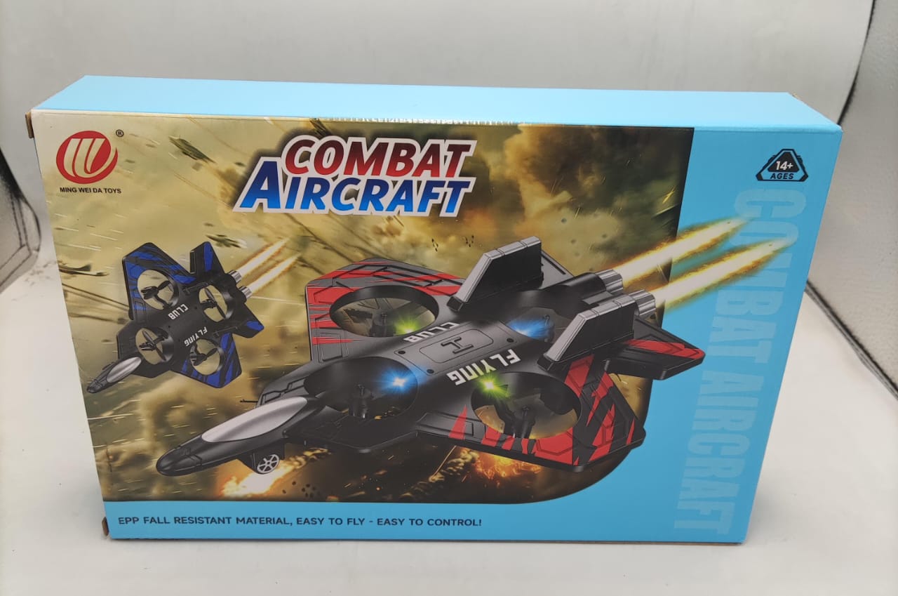Fighter Combat RC Jet Drone | 2.4GHz 4-Axis Remote Control Stunt Plane with LED Lights | One-Key Takeoff & Headless Mode | Gift for Kids & Beginners