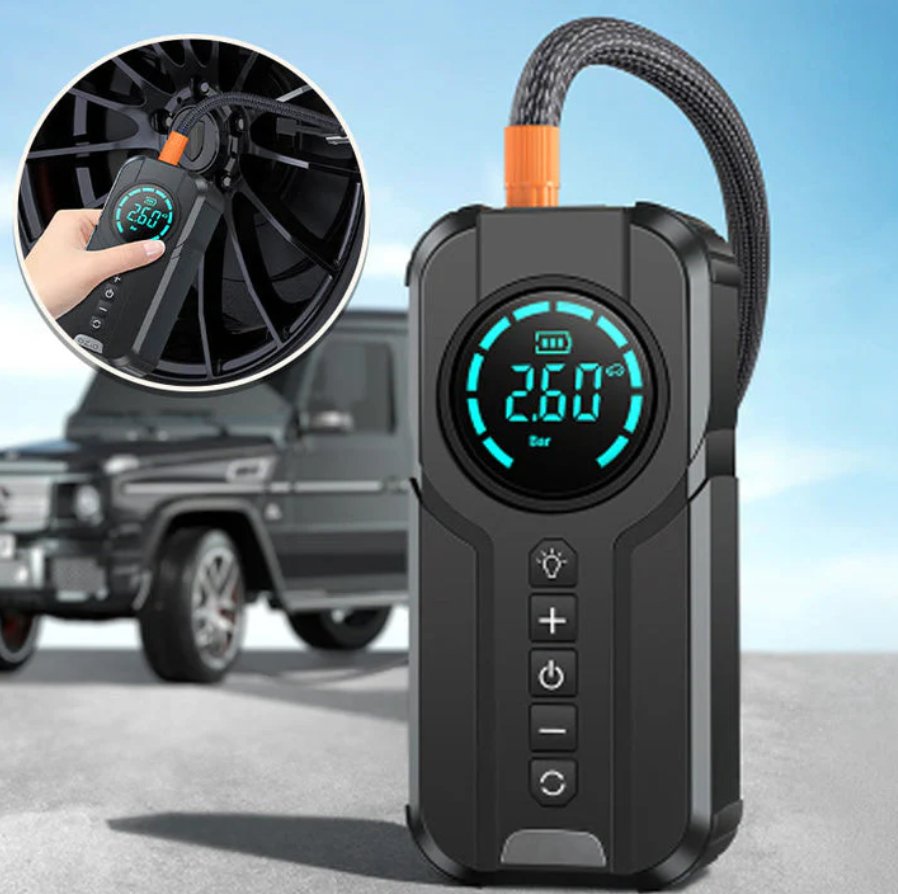 2-in-1 Portable Car Jump Starter with Air Pump | LCD Display | Emergency Battery Booster & Tire Inflator for All Vehicles