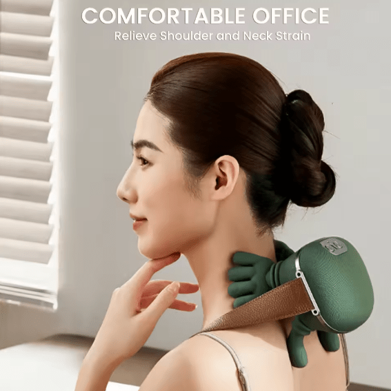 Elite Dual-Palm Neck & Shoulder Massager – Professional Deep Tissue Kneading Sensation – Portable & Cordless Cervical Relief Device for Home, Office & Travel (UAE Wellness Edition)
