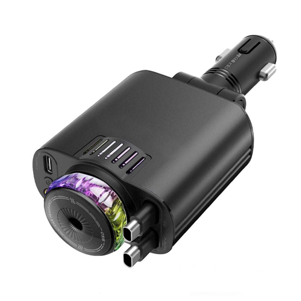 5-in-1 Starlight Fast Car Charger - Type-C PD 3.0 & USB Port with Built-in Perfume Diffuser & RGB Ambient Light | Fast UAE Delivery