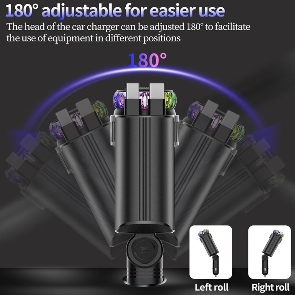 5-in-1 Starlight Fast Car Charger - Type-C PD 3.0 & USB Port with Built-in Perfume Diffuser & RGB Ambient Light | Fast UAE Delivery