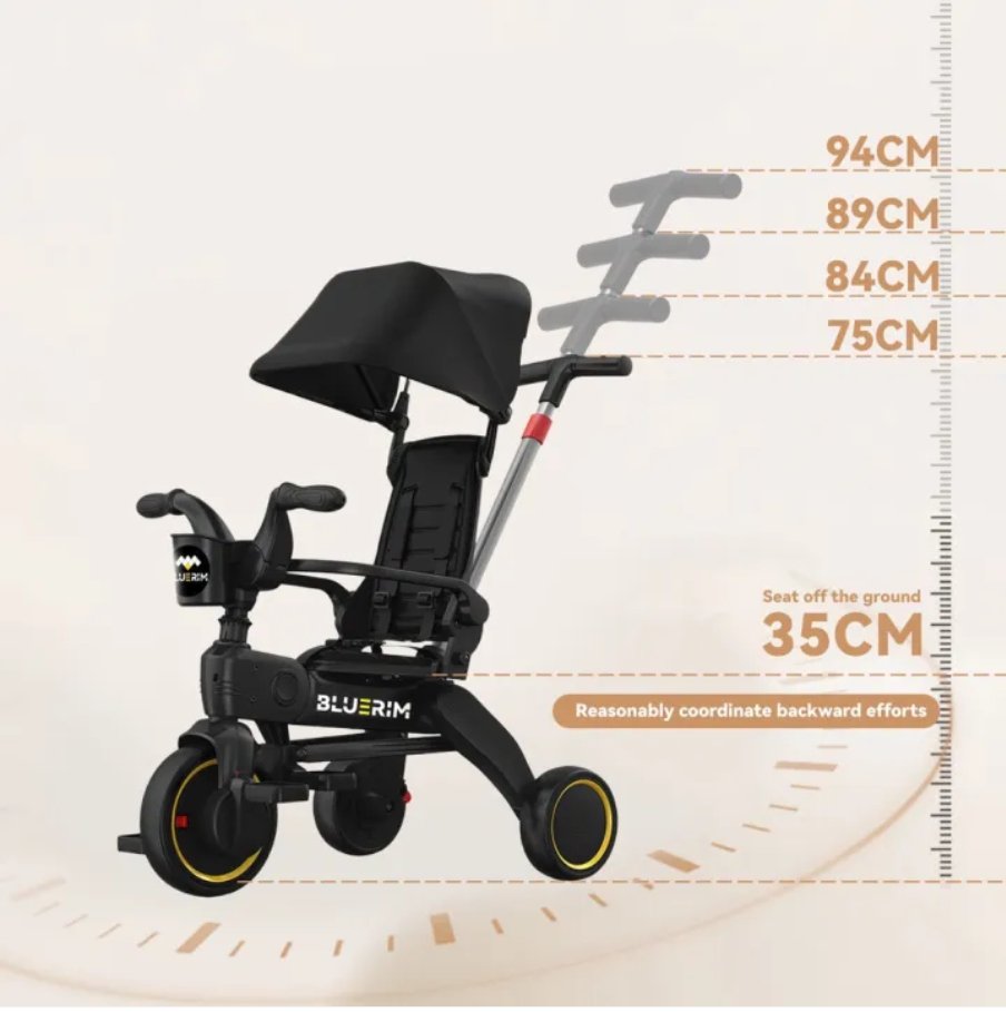 NoonUrban Ultra-Compact Foldable Toddler Stroller & Tricycle - 2-in-1 Lightweight Travel Trike for 10-36 Months | Fast UAE Delivery