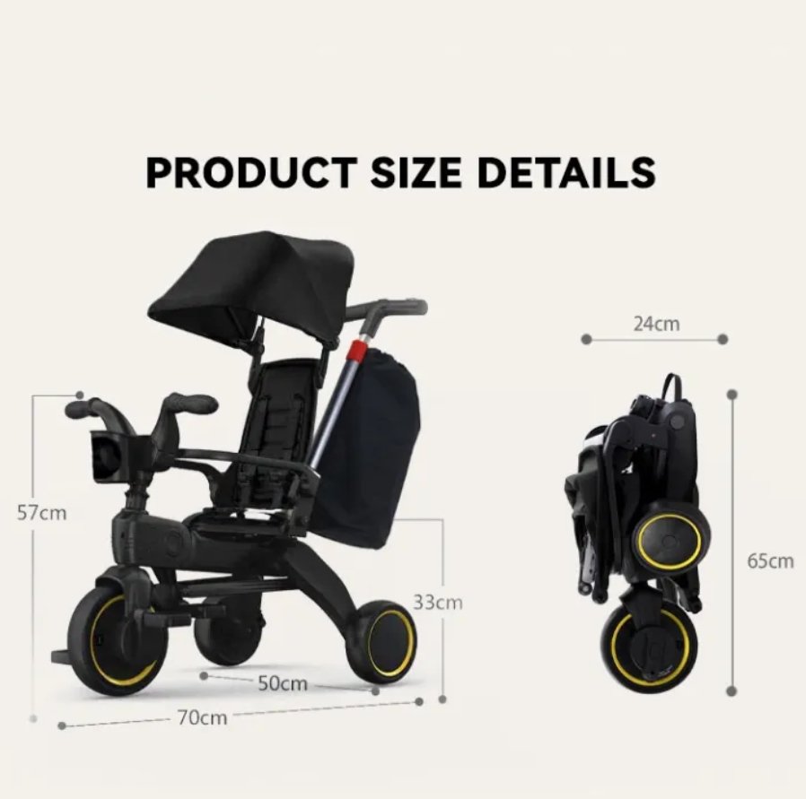 NoonUrban Ultra-Compact Foldable Toddler Stroller & Tricycle - 2-in-1 Lightweight Travel Trike for 10-36 Months | Fast UAE Delivery