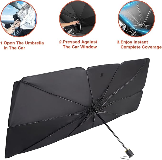 Car Windshield Sun Umbrella | Foldable UV Shield for UAE Summers | 99% UV Block | Fits Sedan, SUV & Business Cars