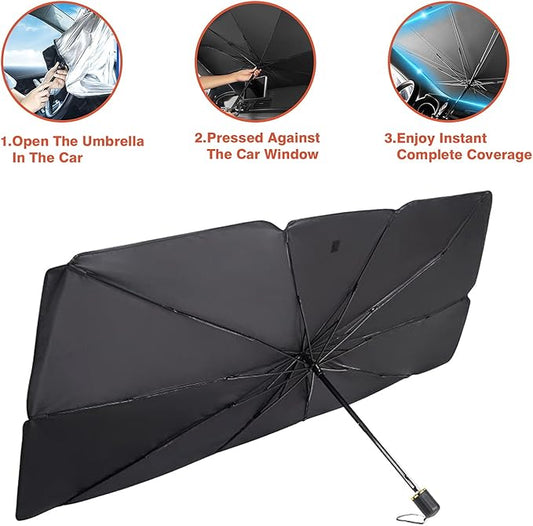 Car Windshield Sun Umbrella | Foldable UV Shield for UAE Summers | 99% UV Block | Fits Sedan, SUV & Business Cars