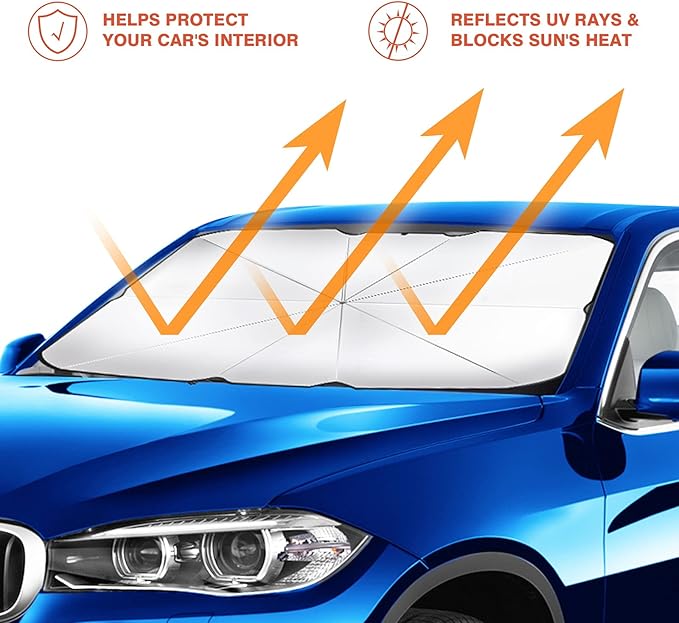 Car Windshield Sun Umbrella | Foldable UV Shield for UAE Summers | 99% UV Block | Fits Sedan, SUV & Business Cars