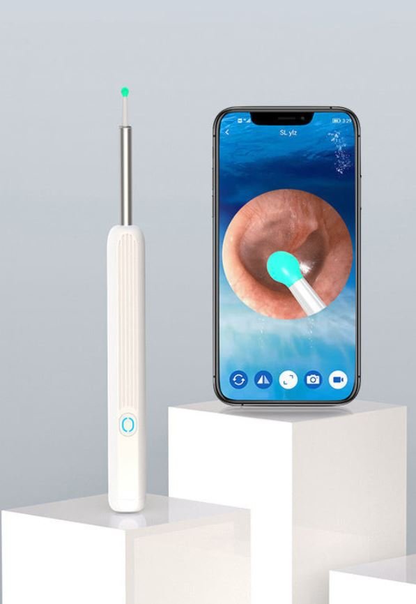 Smart Visual Earwax Removal Kit – 1080P HD Wireless Ear Ottoman Endoscope with LED Light | WiFi Ear Cleaning Camera for iOS & Android | Safe for Kids & Adults – White