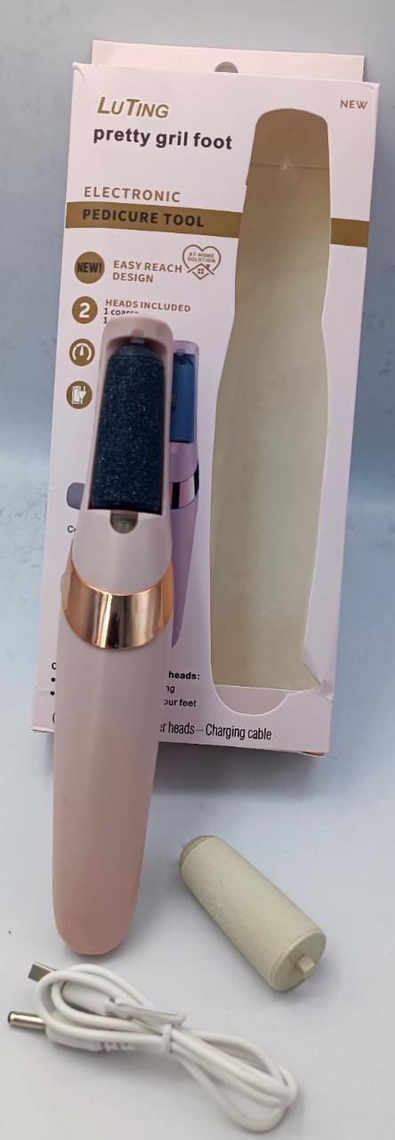 Pro-Grade Electric Pedicure Foot File & Callus Remover – Rechargeable Dead Skin Remover with 2 Speeds & 2 Roller Heads – Waterproof Spa-Quality Foot Care Tool (UAE Gold Edition)