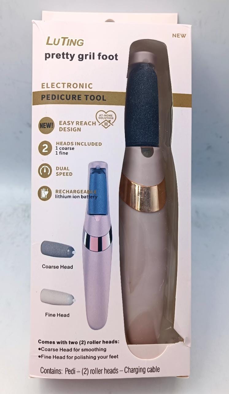 Pro-Grade Electric Pedicure Foot File & Callus Remover – Rechargeable Dead Skin Remover with 2 Speeds & 2 Roller Heads – Waterproof Spa-Quality Foot Care Tool (UAE Gold Edition)