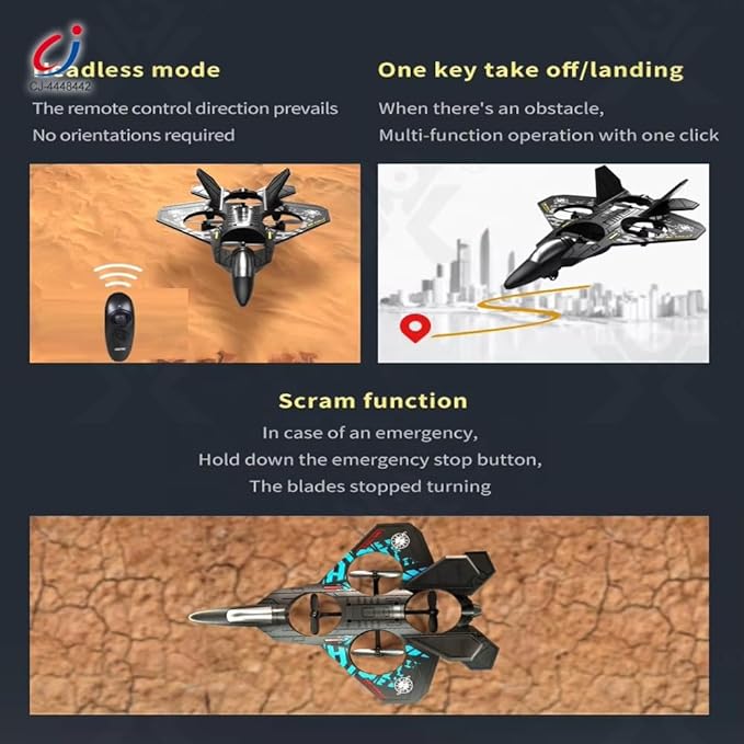 Fighter Combat RC Jet Drone | 2.4GHz 4-Axis Remote Control Stunt Plane with LED Lights | One-Key Takeoff & Headless Mode | Gift for Kids & Beginners