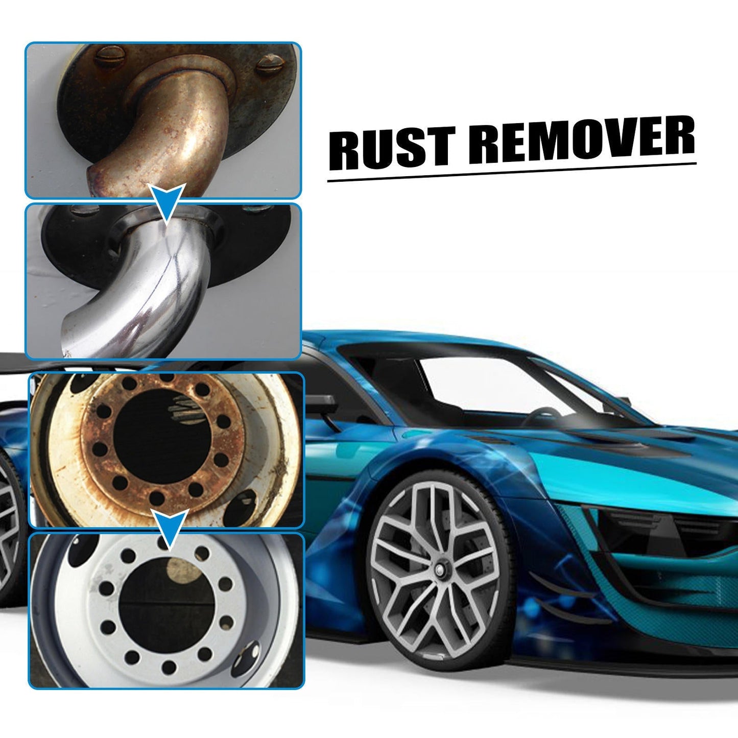 Homonth™ Professional Car & Home Rust Remover Spray (100ml) – Instant Oxidation Cleaner & Metal Restorer with Microfiber Towel & Sponge