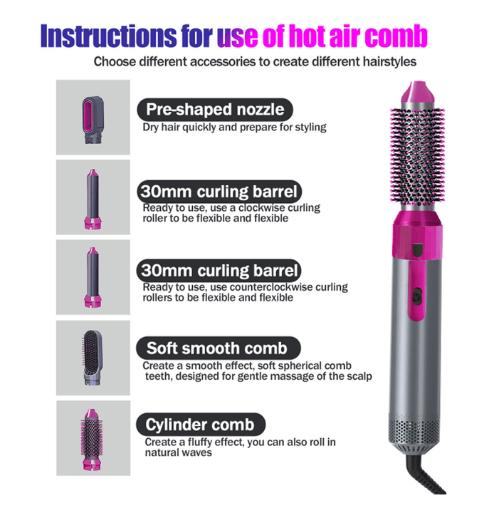 Elite 5-in-1 Hot Air Brush & Ceramic Styler Set – Professional Negative Ion Hair Dryer, Curler & Volumizer – Multi-Styler for All Hair Types (2026 Salon Edition UAE)