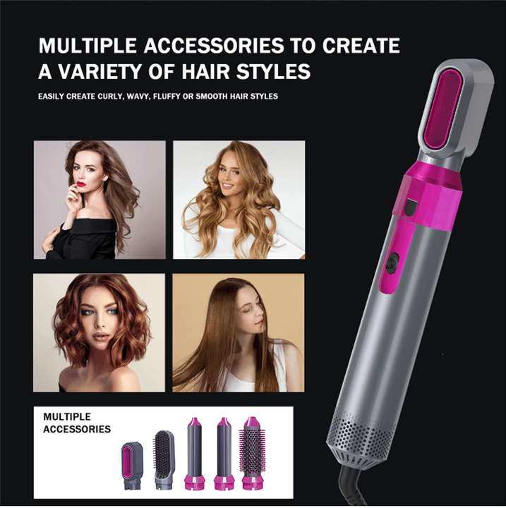 Elite 5-in-1 Hot Air Brush & Ceramic Styler Set – Professional Negative Ion Hair Dryer, Curler & Volumizer – Multi-Styler for All Hair Types (2026 Salon Edition UAE)