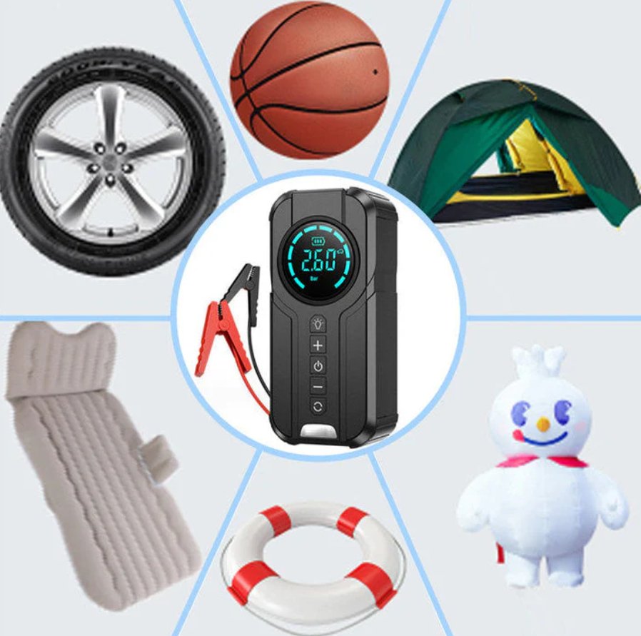 2-in-1 Portable Car Jump Starter with Air Pump | LCD Display | Emergency Battery Booster & Tire Inflator for All Vehicles