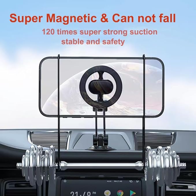 Volar™ Ultra-Stable Magnetic Car Phone Mount – 360° Rotatable & Telescopic Folding Dashboard Stand – MagSafe Compatible