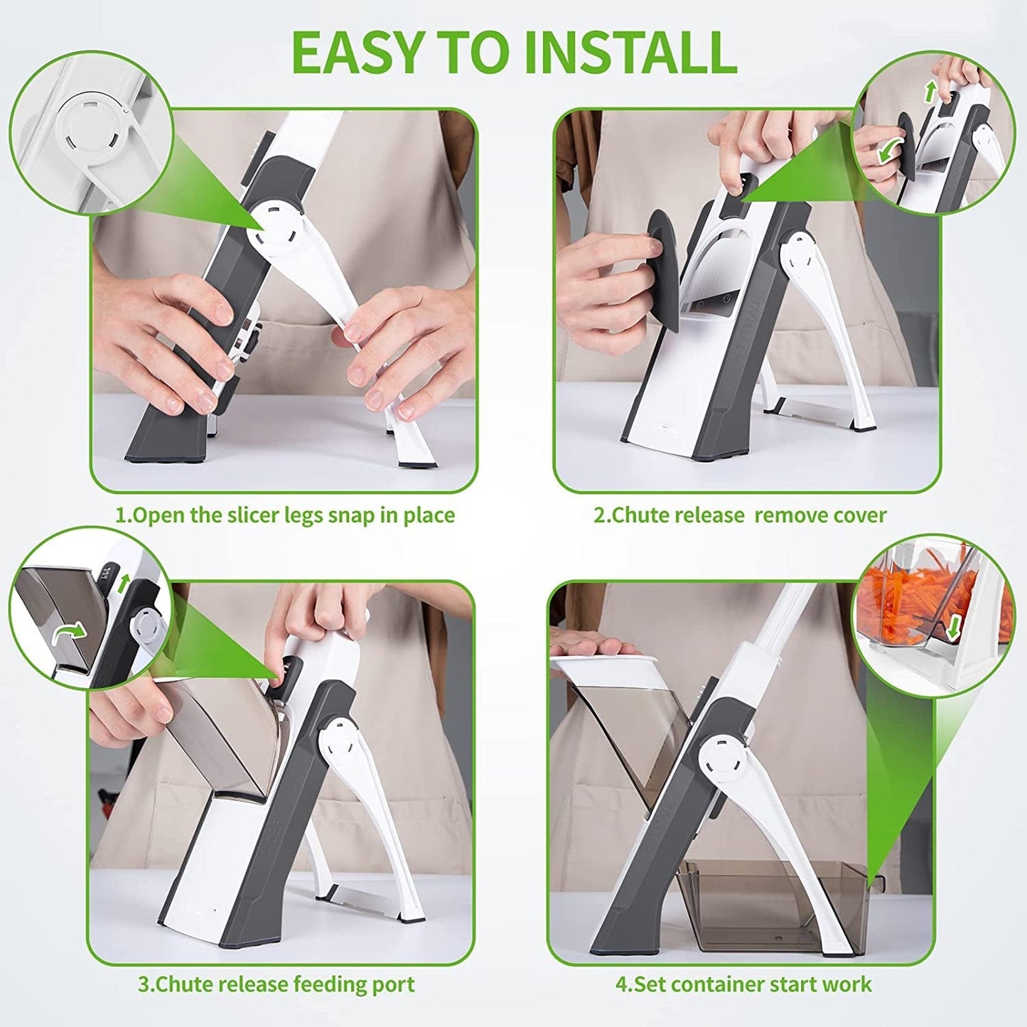 Safe Slice 4-in-1 Multifunctional Manual Vegetable Cutter & Mandoline Slicer – Adjustable Thickness for Dicing, Julienne & Slicing – Professional Kitchen Gadget for Fast Meal Prep