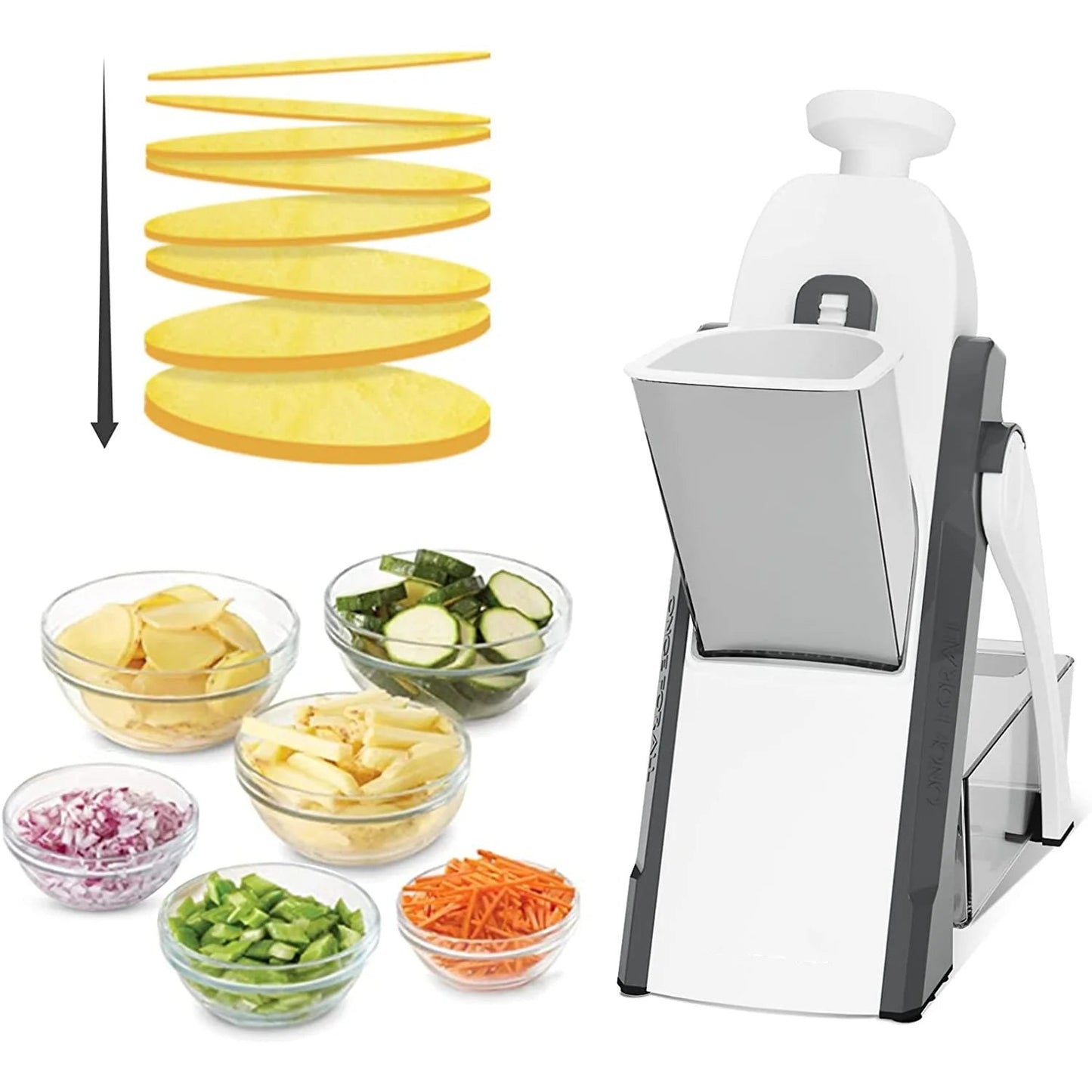 Safe Slice 4-in-1 Multifunctional Manual Vegetable Cutter & Mandoline Slicer – Adjustable Thickness for Dicing, Julienne & Slicing – Professional Kitchen Gadget for Fast Meal Prep