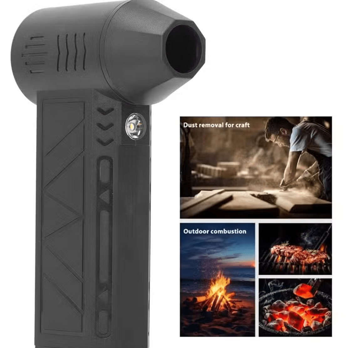 Mini Jet Fan Blower – Ultra-Powerful Handheld Electric Air Duster & BBQ Fire Starter with LED Light (Portable & Rechargeable)