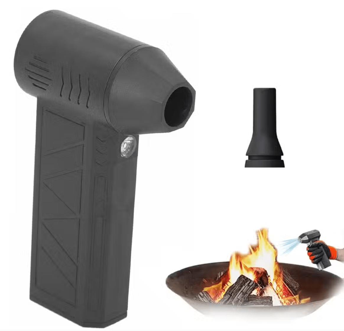 Mini Jet Fan Blower – Ultra-Powerful Handheld Electric Air Duster & BBQ Fire Starter with LED Light (Portable & Rechargeable)
