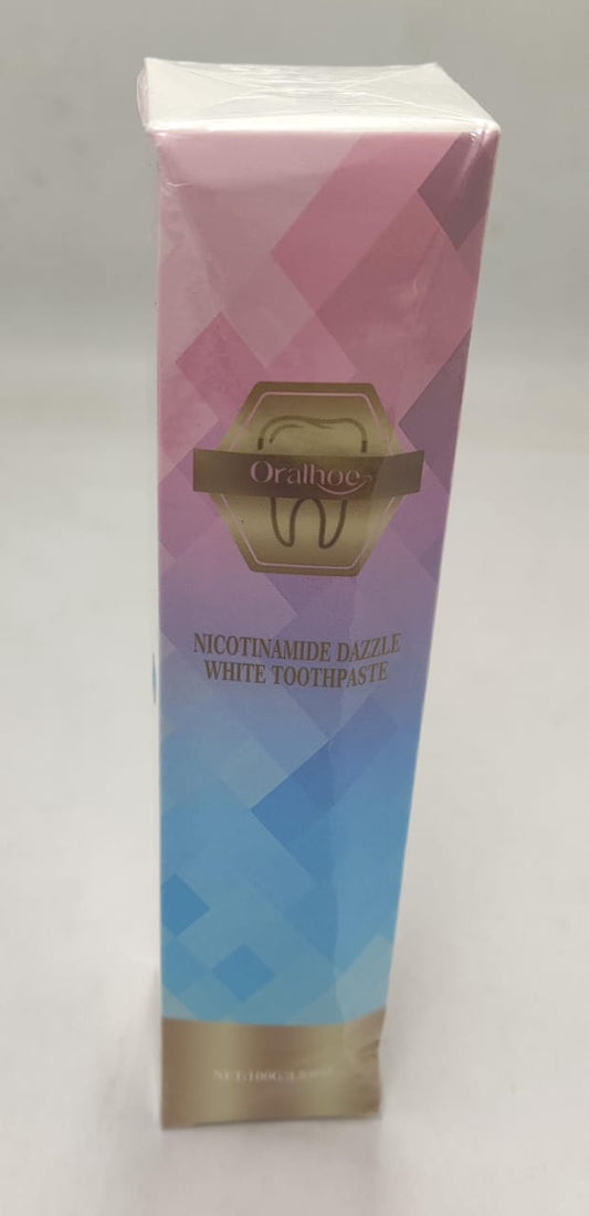 Oralhoe Nicotinamide Dazzle White Toothpaste | 100g Advanced Vitamin B3 Whitening Formula | Stain Removal, Gum Care & Fresh Breath | Sensitive Teeth Safe