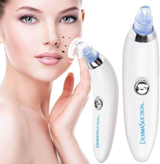 DermaSuction Pore Cleaning Device | Vacuum Blackhead Remover with 4 Suction Heads | 2 Power Levels | Cordless & Portable | For All Skin Types
