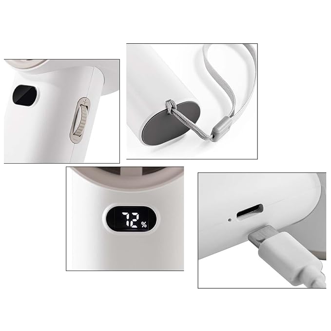 DP Portable Handheld Turbo Fan – 5 Speed Adjustable High-Speed Cooling Fan with Digital Display, 2000mAh Rechargeable Battery & Type-C Fast Charging – Sleek White & Gold Edition