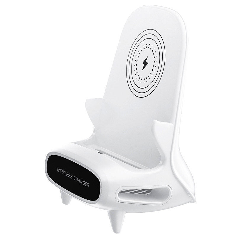 Mini Chair Fast Wireless Charger 15W, Ergonomic Desktop Phone Holder & Portable Charging Station for iPhone 17/16/15, Samsung S26/S25, & Qi-Enabled Android Devices. Sleek White Office Decor