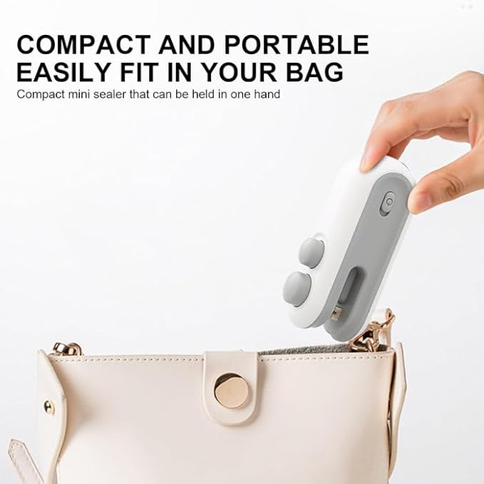 2-in-1 Mini Bag Sealer & Cutter | USB Rechargeable Handheld Heat Sealer for Food Storage | Portable Vacuum Sealer for Chips, Snacks & Kitchen Bags (UAE Edition)