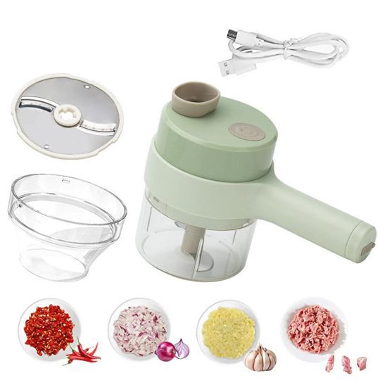 4-in-1 Handheld Electric Vegetable Cutter Set | Wireless Food Chopper & Slicer | USB Rechargeable Mini Garlic Mincer & Meat Grinder for UAE Kitchens