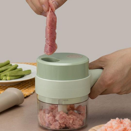 4-in-1 Handheld Electric Vegetable Cutter Set | Wireless Food Chopper & Slicer | USB Rechargeable Mini Garlic Mincer & Meat Grinder for UAE Kitchens